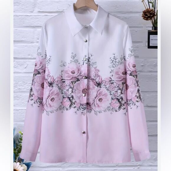 Women’s  Floral Button-Up Shirt Blouse Size XXL - Picture 1 of 12